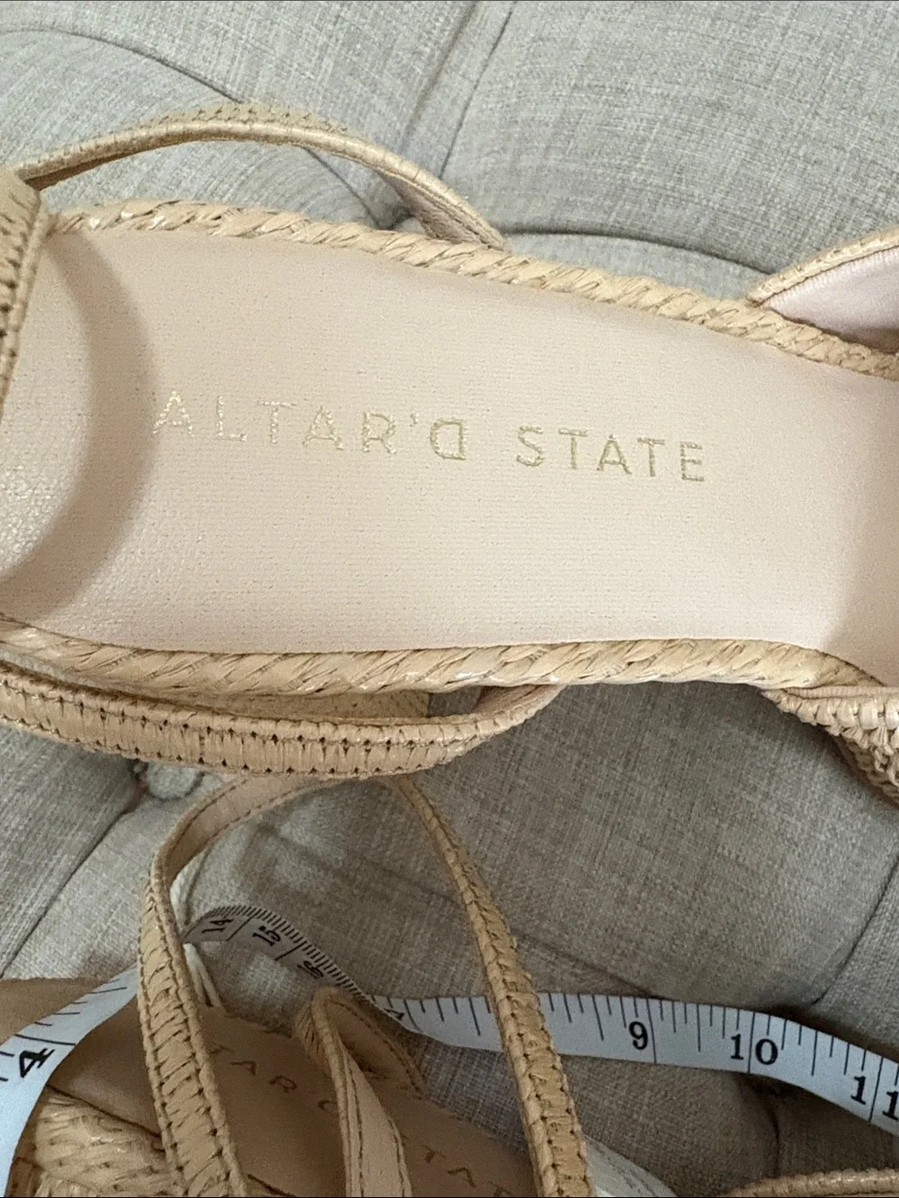 Altar'd State Noha Raffia Knot Beige Braided  Wedge Sandals